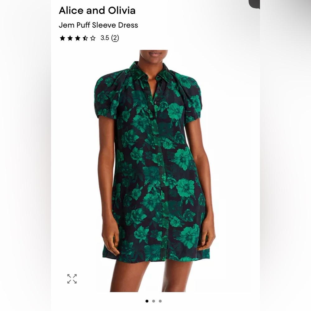 Alice + Olivia Dark Green Floral Mini Dress